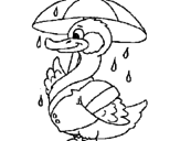 Desenho Pato sob a chuva pintado por eu