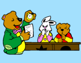 Desenho Professor urso e seus alunos pintado por jose