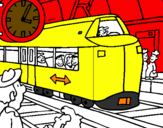 Desenho Estação de caminhos de ferro pintado por Gustavo