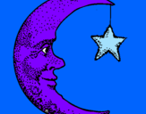 Desenho Lua e estrela pintado por ca