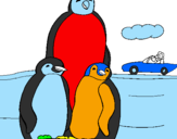 Desenho Familia pinguins pintado por ihuá fellypi do santos 