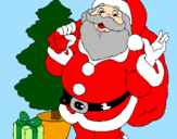 Desenho Santa Claus e uma árvore de natal pintado por Lipe