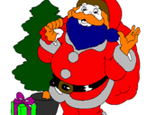 Desenho Santa Claus e uma árvore de natal pintado por beatriz g b manso