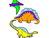 Desenho Três classes de dinossauros pintado por JOÃO PEDRO TELES
