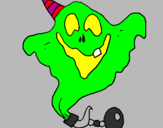 Desenho Fantasma com chapéu de festa pintado por sophia