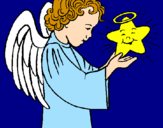 Desenho Anjo e estrela pintado por diana