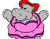 Desenho Hipopótamo com laço pintado por anna  beatriz