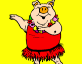 Desenho Porco havaiano pintado por ieda