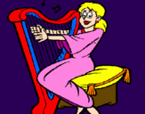 Desenho Mulher a tocar harpa pintado por naah