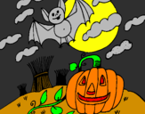 Desenho Paisagem Halloween pintado por thiago