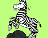 Desenho Zebra a saltar pedras pintado por eu