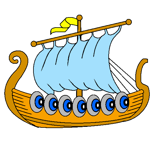 Desenho Barco viking pintado por katia Mendes