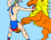 Desenho Gladiador contra leão pintado por 1212