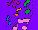 Desenho Notas na escala musical pintado por juju