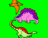 Desenho Três classes de dinossauros pintado por Rhuan Diego