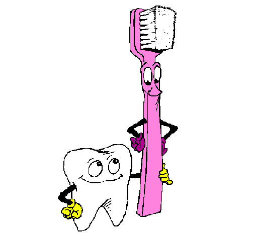 Desenho Dentes e escova de dentes pintado por jé