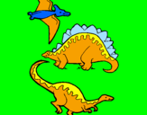 Desenho Três classes de dinossauros pintado por vinicius