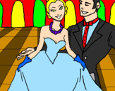 Desenho Princesa e príncipe no baile pintado por Pamela