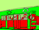 Desenho Eléctrico com passageiros pintado por mateus