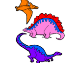 Desenho Três classes de dinossauros pintado por loretta