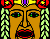 Desenho Máscara Maia pintado por thifany