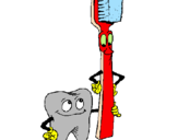 Desenho Dentes e escova de dentes pintado por fds