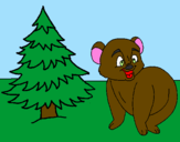 Desenho Urso e abeto pintado por Patricia