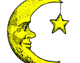 Desenho Lua e estrela pintado por pedro