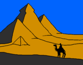 Desenho Paisagem com pirâmides pintado por joao  vitor  e    marcos