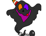 Desenho Fantasma com chapéu de festa pintado por Bruno
