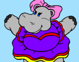 Desenho Hipopótamo com laço pintado por júlia