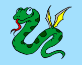 Desenho Serpente com asas pintado por lucas