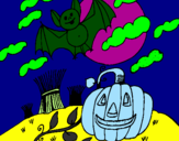Desenho Paisagem Halloween pintado por gummy