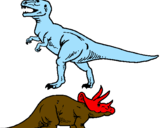 Desenho Tricerátopo e tiranossauro rex pintado por braian
