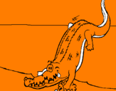 Desenho Crocodilo a entrar na água pintado por lucas1