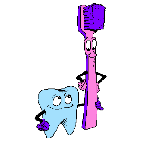 Desenho Dentes e escova de dentes pintado por rebeca