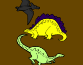 Desenho Três classes de dinossauros pintado por ljhm,ç;;/