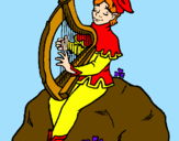 Desenho Duende a tocar harpa pintado por robson
