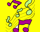 Desenho Notas na escala musical pintado por Bruno