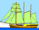 Desenho Veleiro de três mastros pintado por bruno