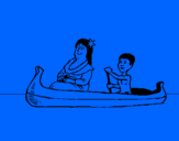 Desenho Mãe e filho em canoa pintado por vwkhlu`6519  