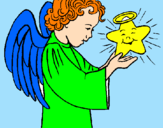 Desenho Anjo e estrela pintado por gabrielle vazquez bassani