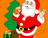 Desenho Santa Claus e uma árvore de natal pintado por FIFI