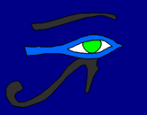 Desenho Olho de hórus pintado por bruna e thais