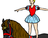 Desenho Trapezista em cima do cavalo pintado por Joana 