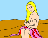 Desenho Mãe e filho  pintado por manuzinha