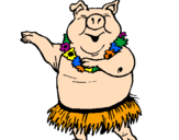 Desenho Porco havaiano pintado por fi