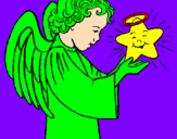 Desenho Anjo e estrela pintado por s.12