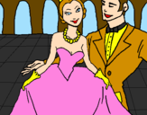 Desenho Princesa e príncipe no baile pintado por carlos