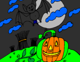 Desenho Paisagem Halloween pintado por yohanna